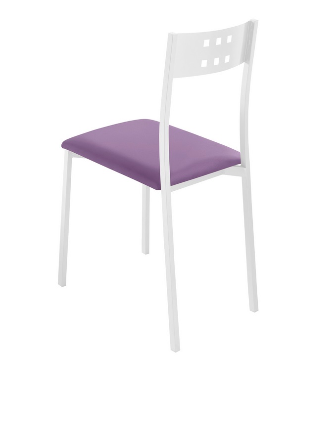 Silla cocina metal blanco polipiel morado Faro