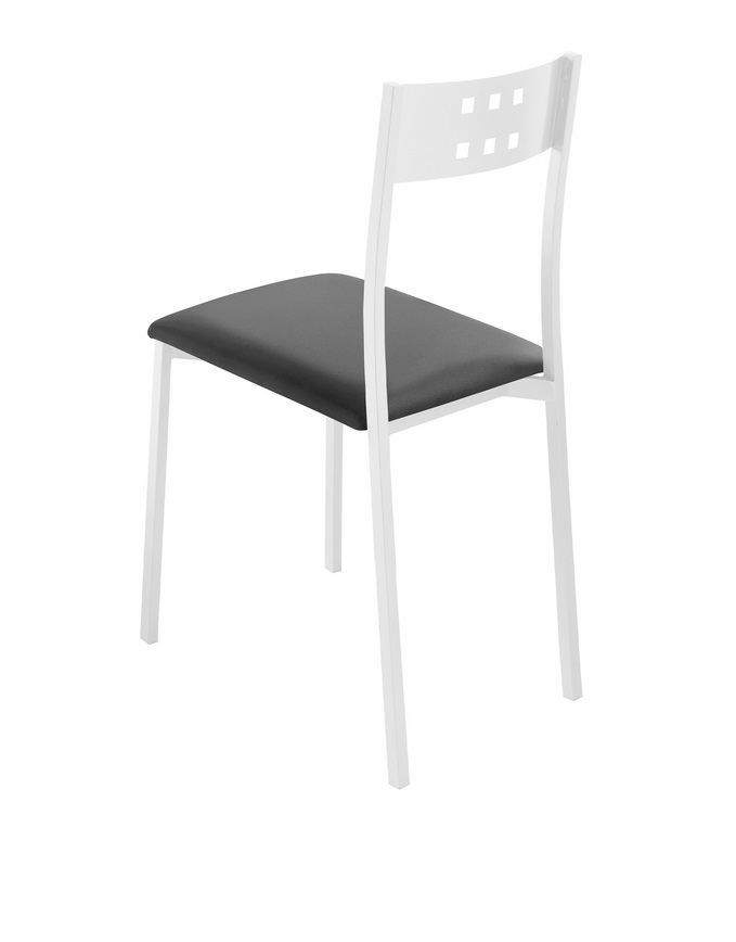 Silla cocina metal blanco polipiel negro Faro