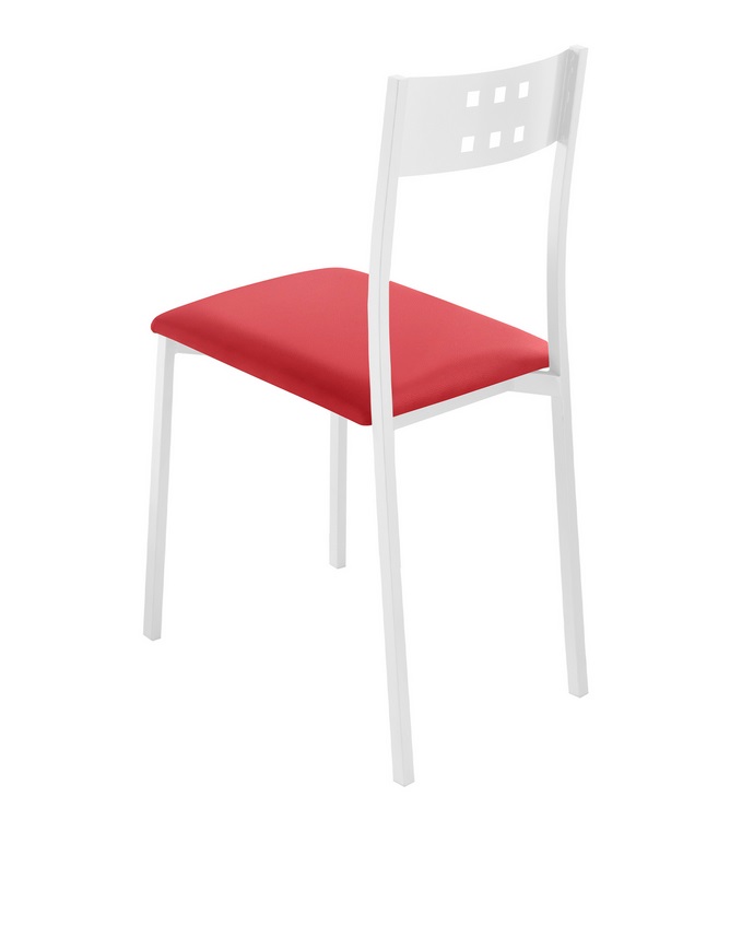 Silla cocina metal blancopolipiel rojo Faro