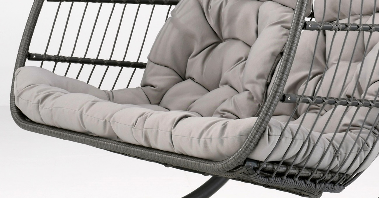 Sofa colgante de jardin Albatros ratan y cuerda gris