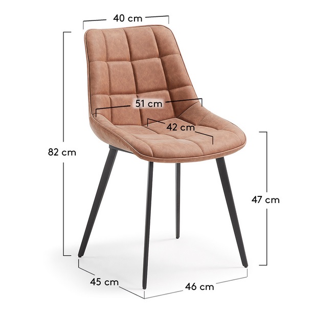 Silla industrial aday piel marron oxido