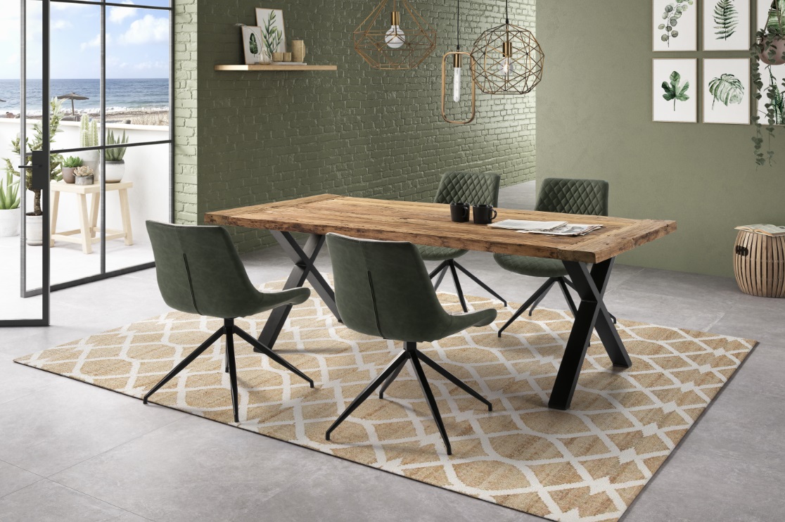 Silla de comedor giratoria DC-118 ecopiel verde