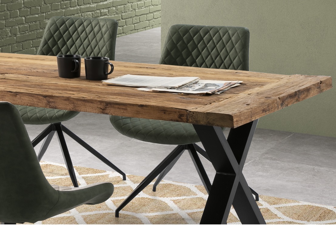 Silla de comedor giratoria DC-118 ecopiel verde