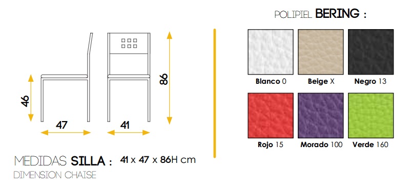 Silla de cocina tapizada polipiel Faro