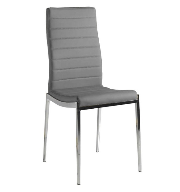 Silla de comedor Silvia polipiel gris patas cromadas