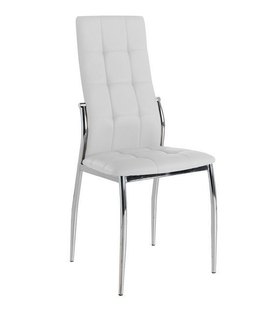 Silla de comedor moderna capitone polipiel blanco