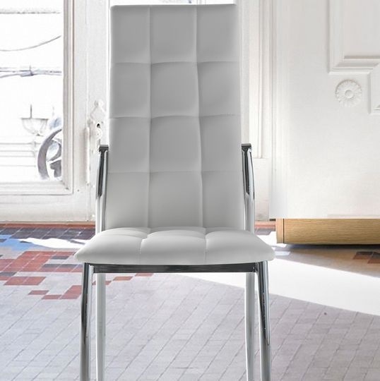 Silla de comedor moderna capitone polipiel blanco