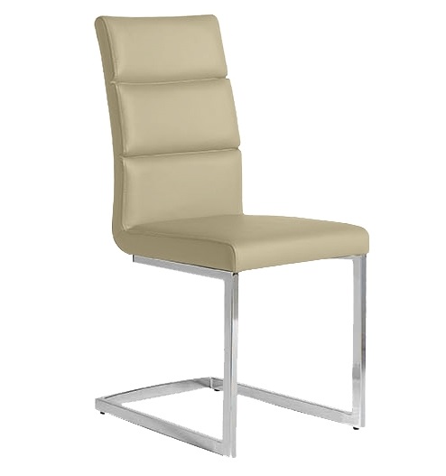 Silla moderna polipiel beige acero cromado