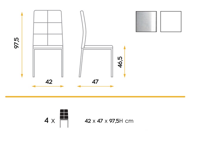 Silla de comedor Sara polipiel blanco