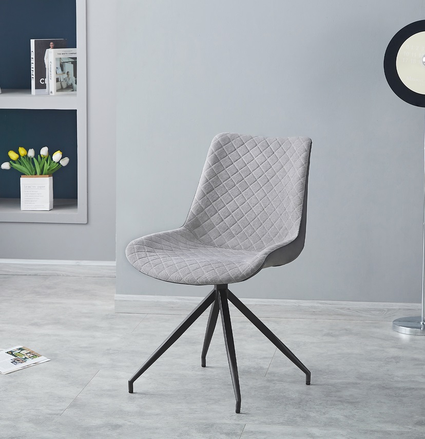 Silla de comedor giratoria combinada tela gris ecopiel gris