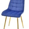 Silla capitone terciopelo azul metal dorado