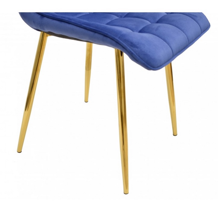 Silla capitone terciopelo azul metal dorado