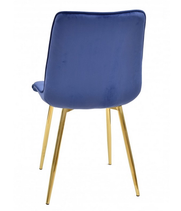 Silla capitone terciopelo azul metal dorado