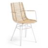 Silla natural rattan metal blanco