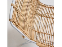 Silla natural rattan metal blanco