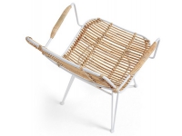 Silla natural rattan metal blanco