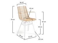 Silla natural rattan metal blanco