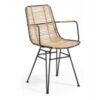 Silla natural rattan metal negro