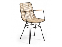 Silla natural rattan metal negro