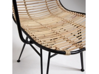 Silla natural rattan metal negro