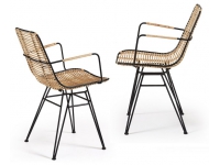 Silla natural rattan metal negro