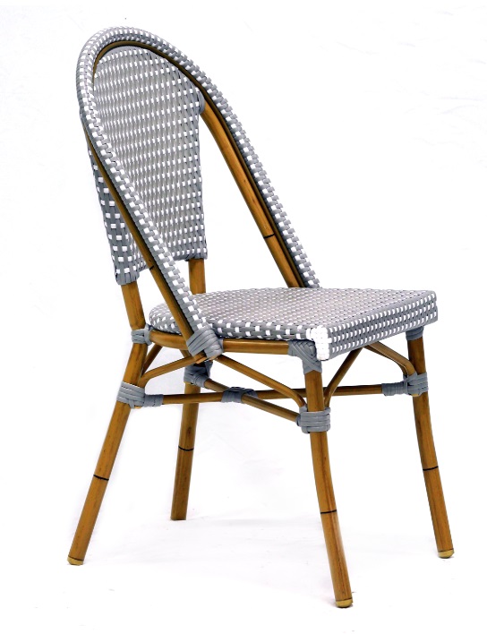 Silla parisina Arles ratan gris y lino