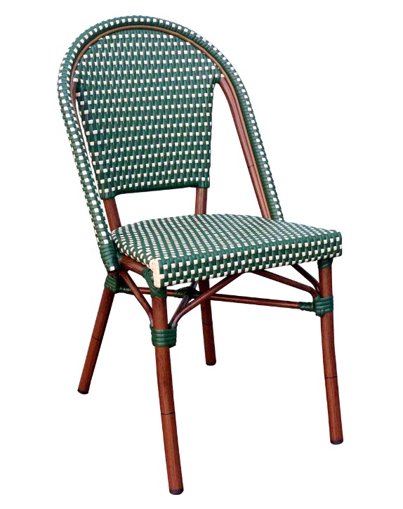 Silla parisina Arles ratan verde y lino