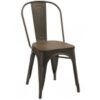 Silla tolix antik old bronce bambu