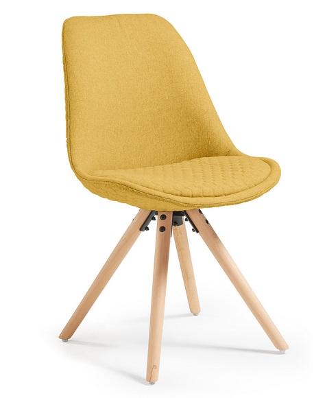 Silla tower nordica tela amarillo mostaza