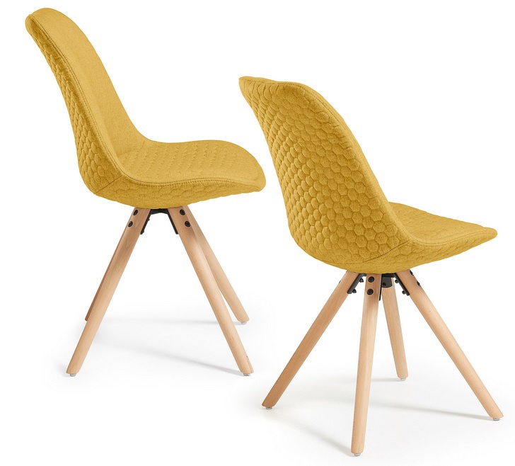 Silla tower nordica tela amarillo mostaza