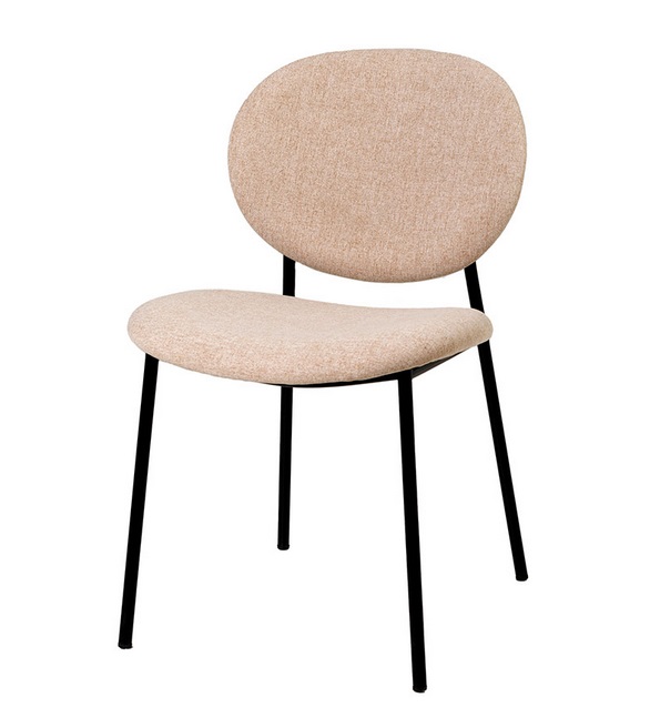 Silla Ursula tela lino beige respaldo oval