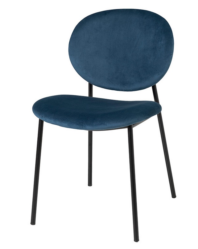 Silla Ursula terciopelo azul respaldo oval