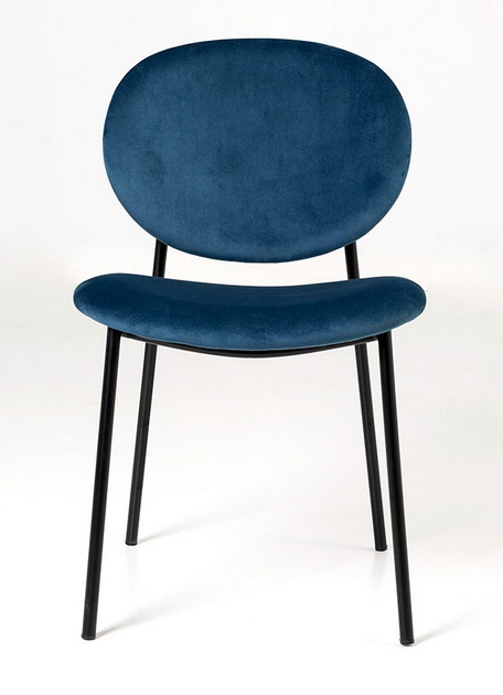 Silla Ursula terciopelo azul respaldo oval