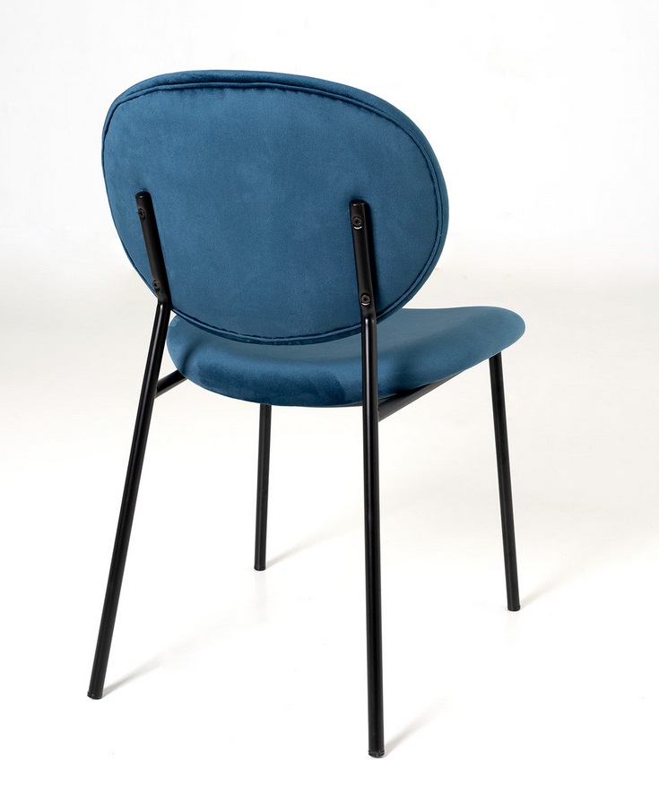 Silla Ursula terciopelo azul respaldo oval