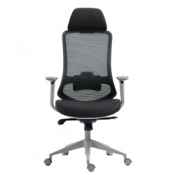 Sillón de oficina ergonómico malla y asiento negro gris