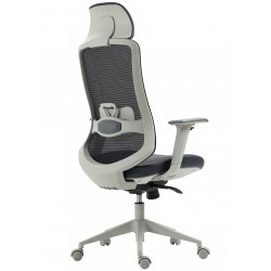 Sillón de oficina ergonómico malla y asiento negro gris