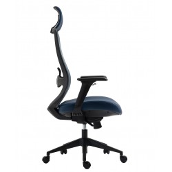 Sillón de oficina ergonómico malla y asiento azul