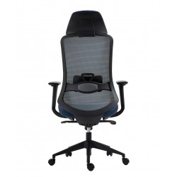 Sillón de oficina ergonómico malla y asiento azul