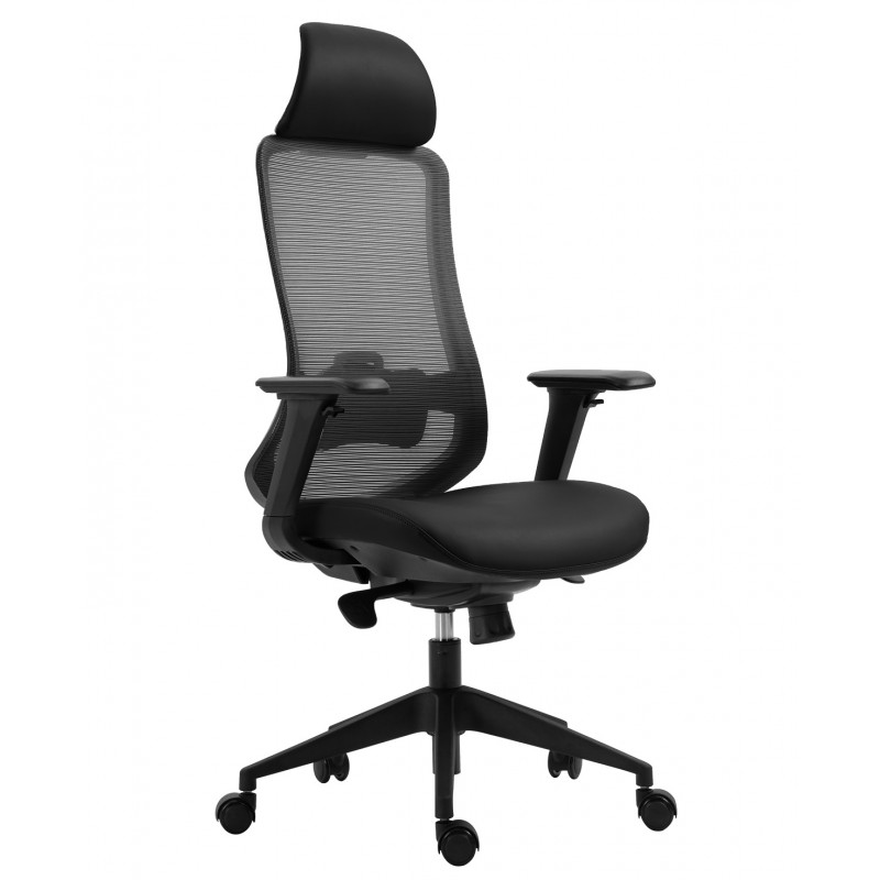 Sillón de oficina ergonómico malla y asiento negro