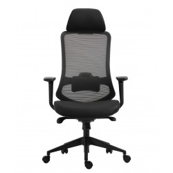 Sillón de oficina ergonómico malla y asiento negro