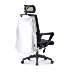 Sillón Brayton con cabezal blanco malla gris tejido negro