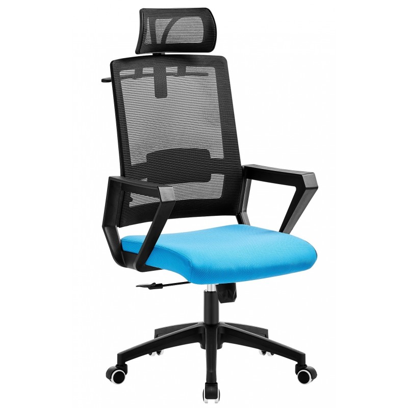 Sillón Brayton con cabezal negro tejido acrílico azul claro