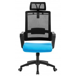 Sillón Brayton con cabezal negro tejido acrílico azul claro