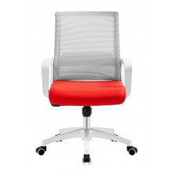 Sillón de oficina blanco tejido acrílico rojo