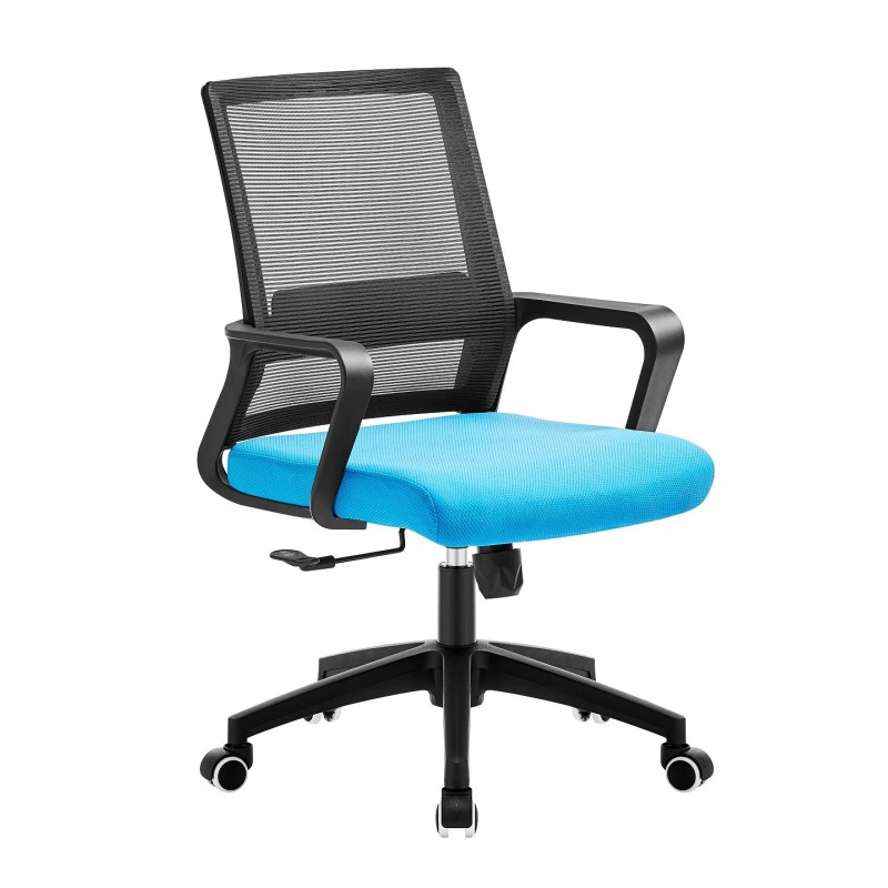 Sillón de oficina negro tejido acrílico azul claro