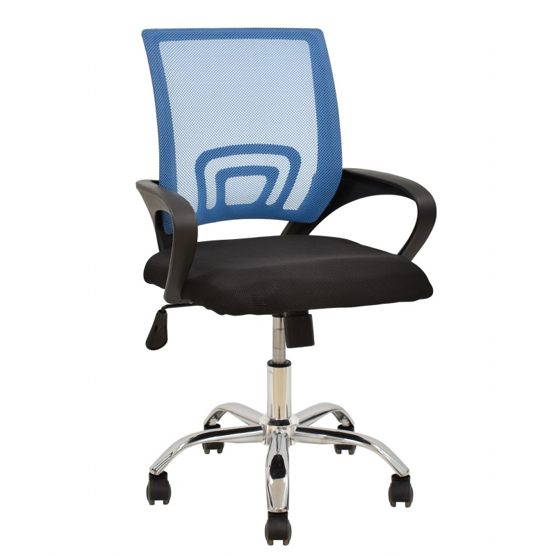 Sillón de oficina Silen basculante malla azul tejido negro