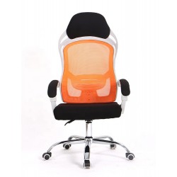 Sillón de oficina Dina gas sincro blanco malla naranja y tejido negro