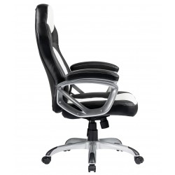 Sillón racing alto Vidal similpiel blanca y negra