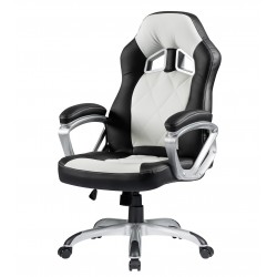 Sillón racing alto Vidal similpiel blanca y negra