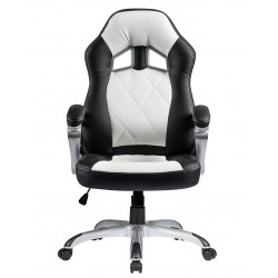 Sillón racing alto Vidal similpiel blanca y negra